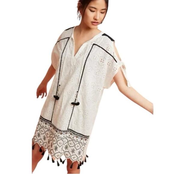 Hemant & Nandita Anthropologie Aditya Embroidered Eyelet Cover Up Swim Large - Picture 1 of 11